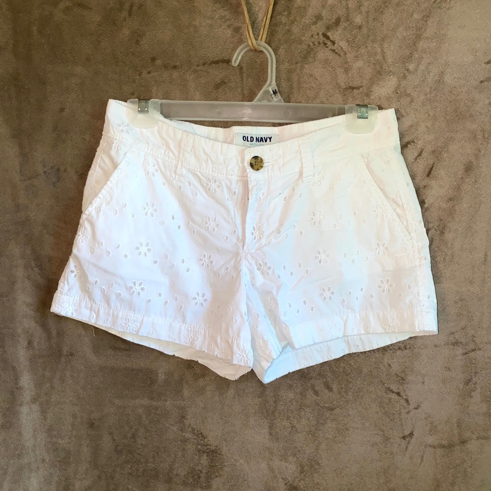 White Shorts with Flower Detail